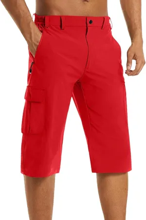 3/4 Cargo Shorts for Men Lightweight Outdoor Climbing Hiking Walking Capri Work Shorts with Multi Pockets Athletic Gym Shorts