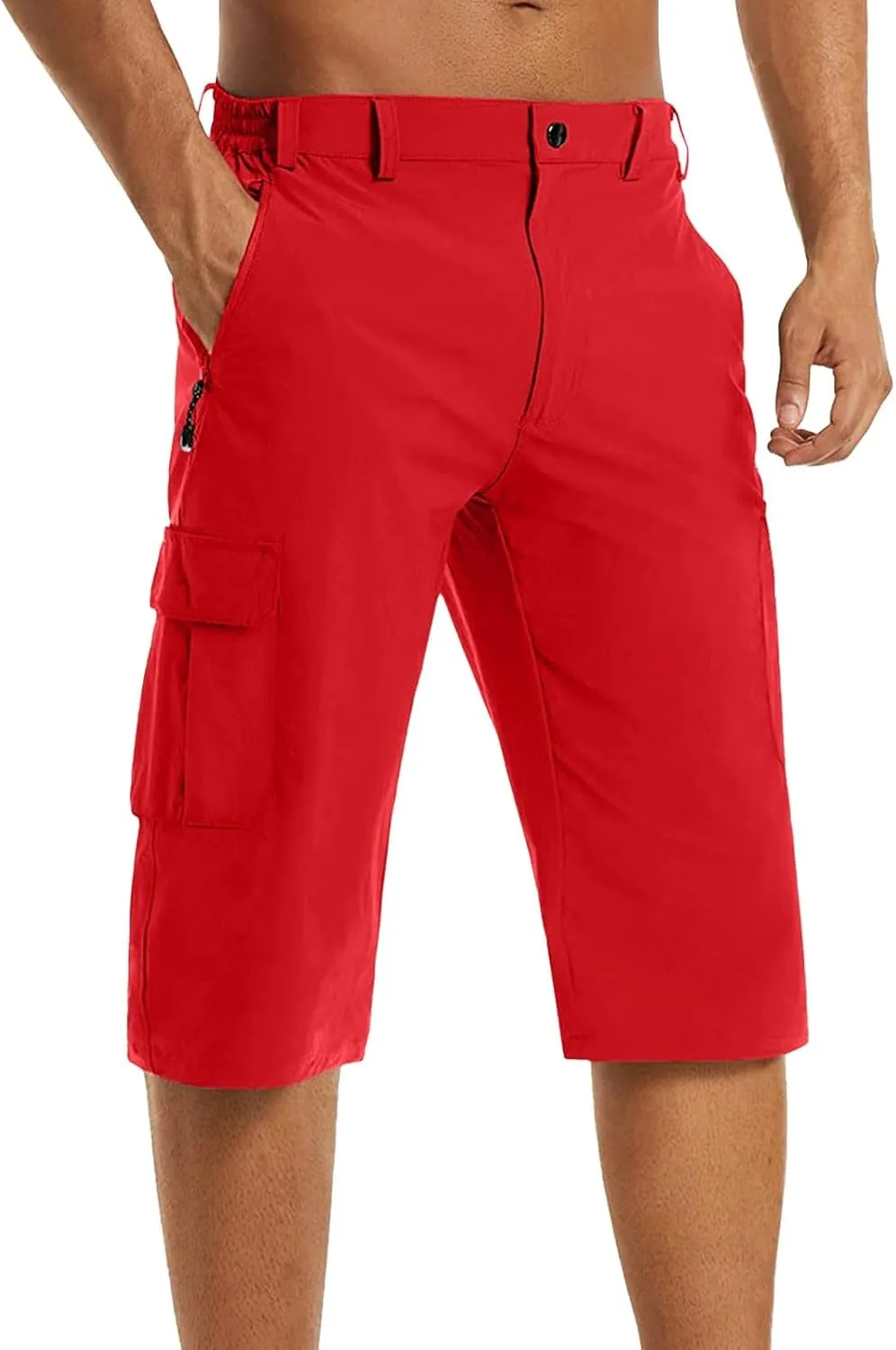 3/4 Cargo Shorts for Men Lightweight Outdoor Climbing Hiking Walking Capri Work Shorts with Multi Pockets Athletic Gym Shorts
