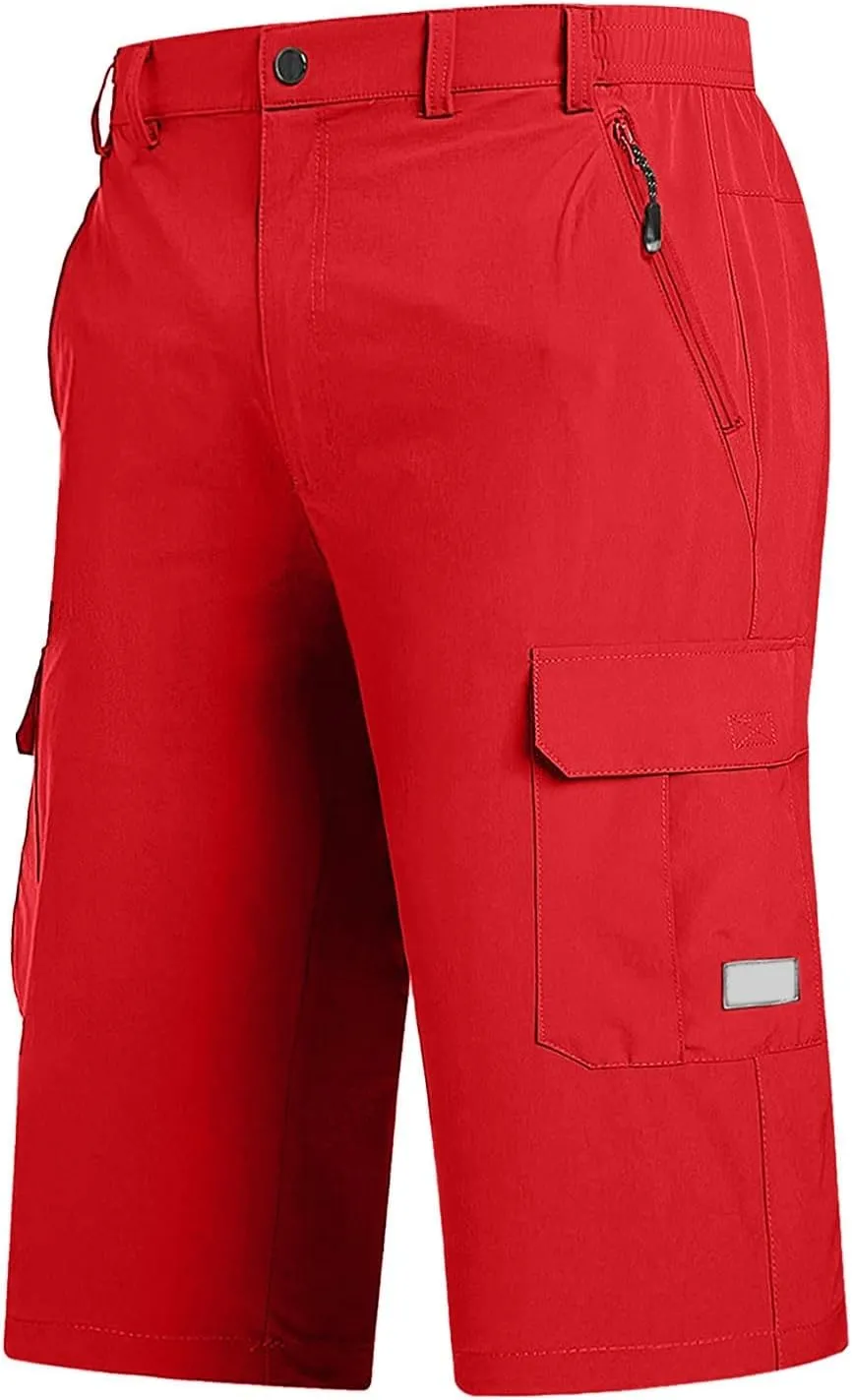 3/4 Cargo Shorts for Men Lightweight Outdoor Climbing Hiking Walking Capri Work Shorts with Multi Pockets Athletic Gym Shorts