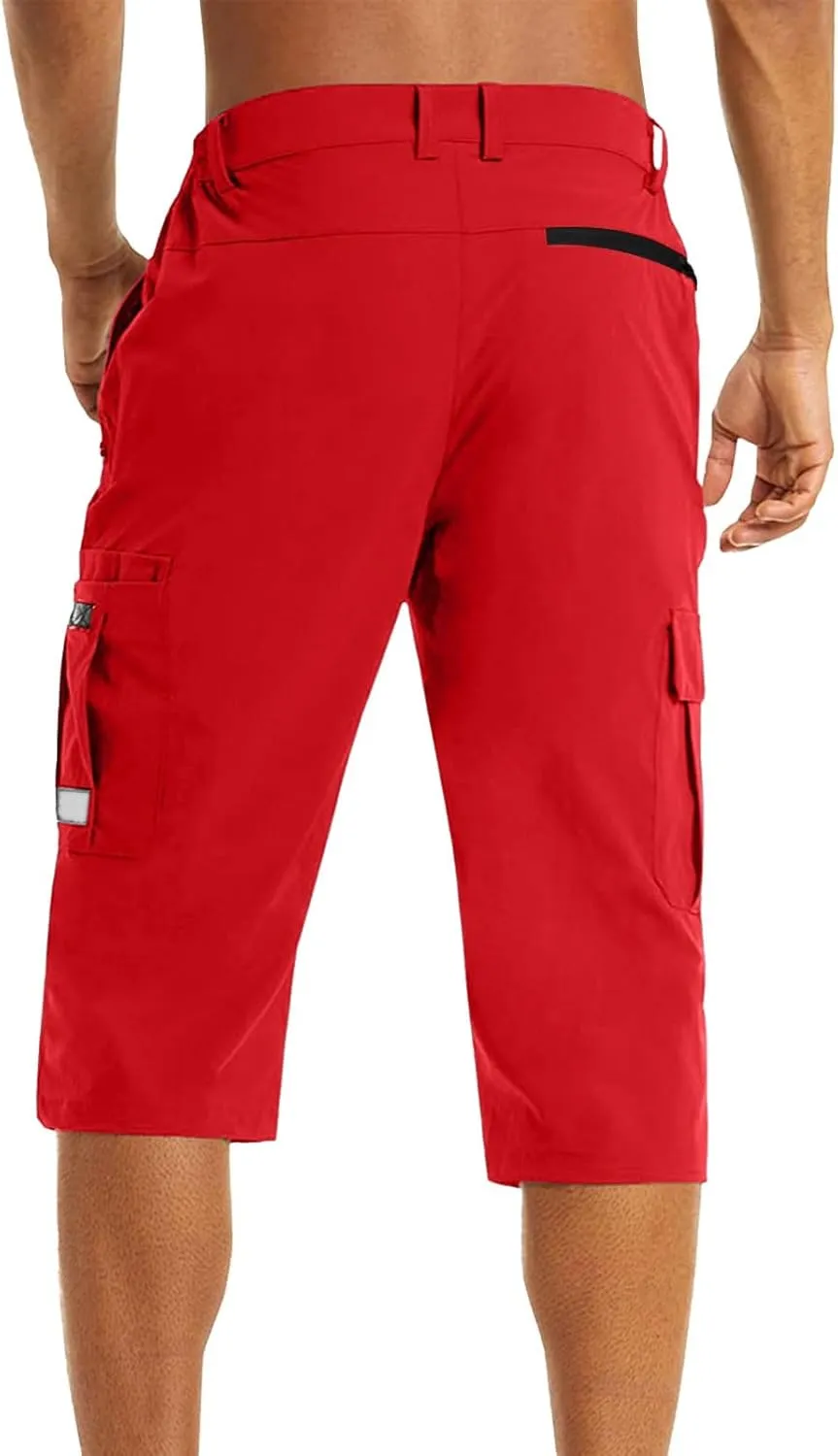 3/4 Cargo Shorts for Men Lightweight Outdoor Climbing Hiking Walking Capri Work Shorts with Multi Pockets Athletic Gym Shorts