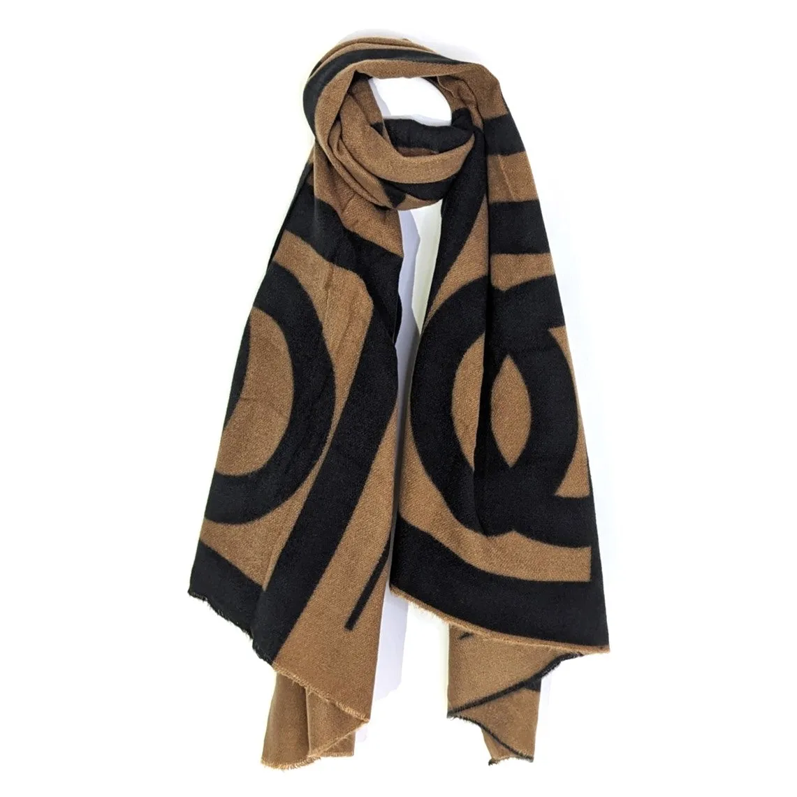 Abstract letter style print large warm scarf