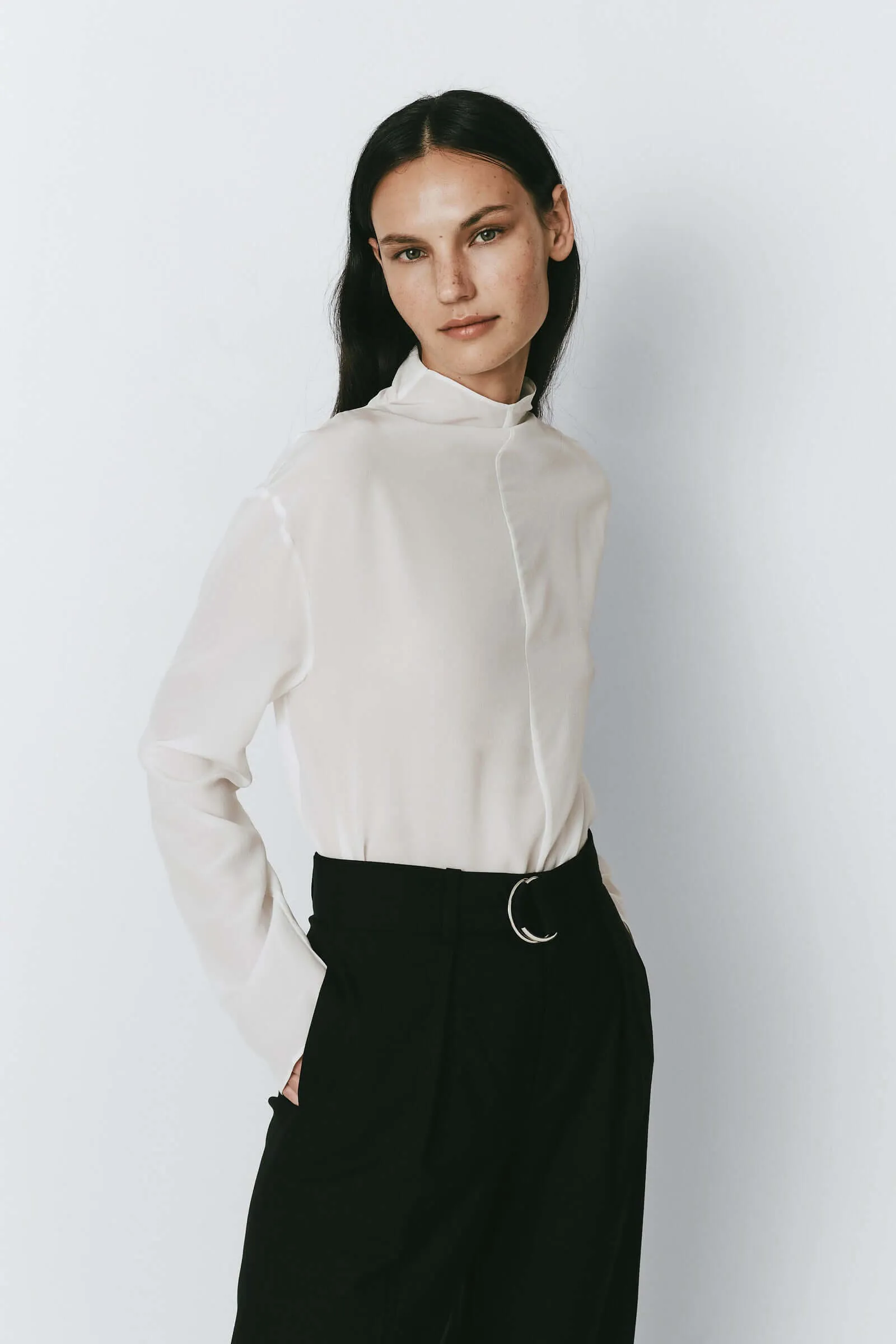 Allard Mock Neck Silk Top