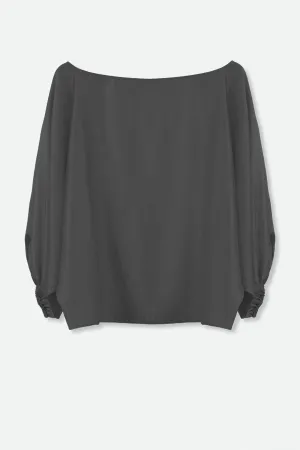 ANDIE ONE-SIZE BOATNECK BLOUSE IN SILK CHARMEUSE