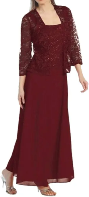 Aniywn Women Plus Size Two Piece Long Sleeve Party Dress Lace Solid Color Elegant Long Maxi Dress Mini Dress