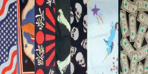 ASSORTED NOVELTY & BIKER PRINTED BANDANAS