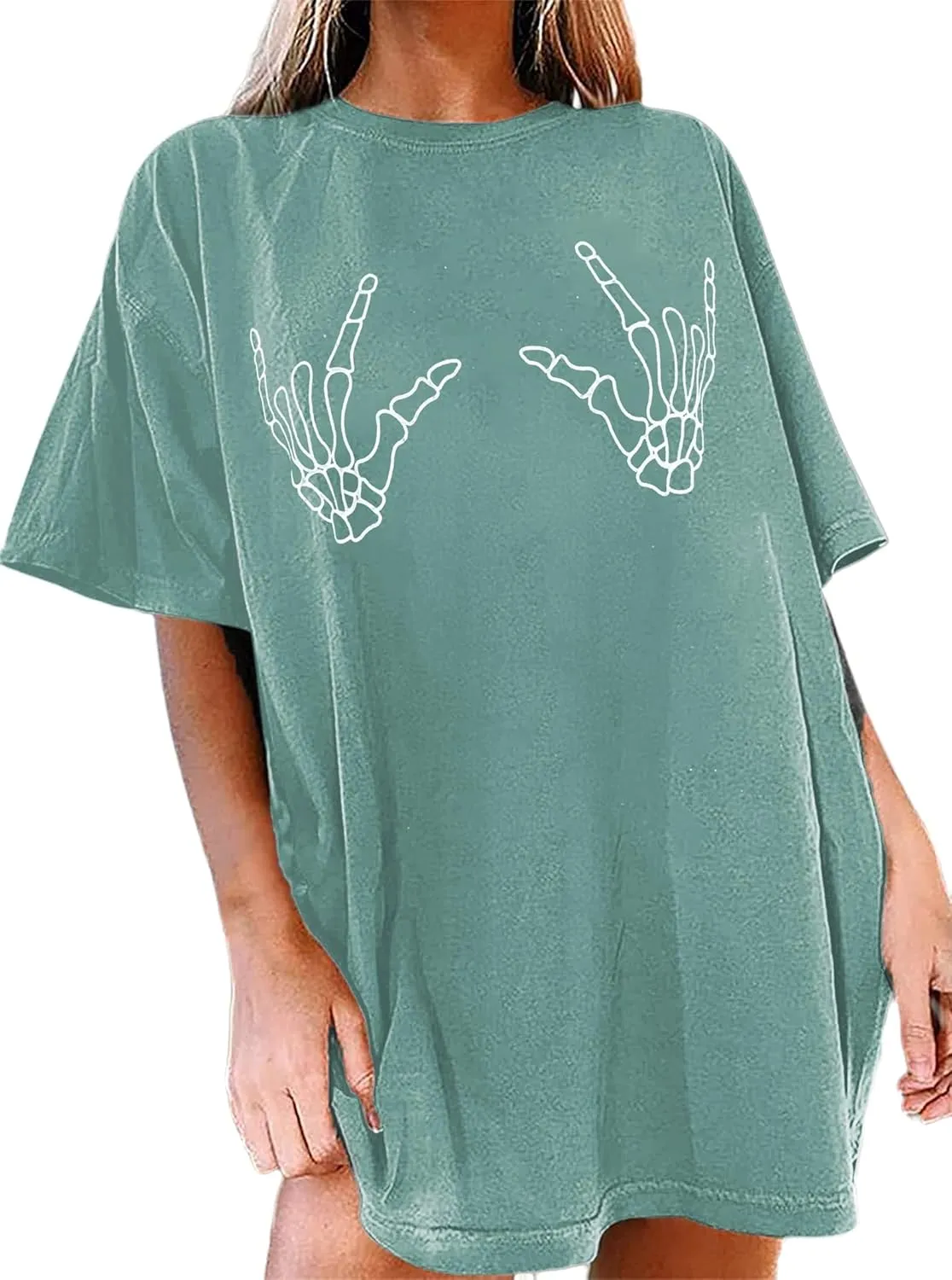 Avanova Women Graphic Letter Print Oversized T Shirt Short Sleeve Casual Summer Loose Fit Tee Top