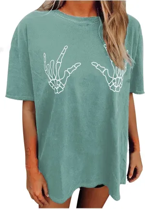 Avanova Women Graphic Letter Print Oversized T Shirt Short Sleeve Casual Summer Loose Fit Tee Top
