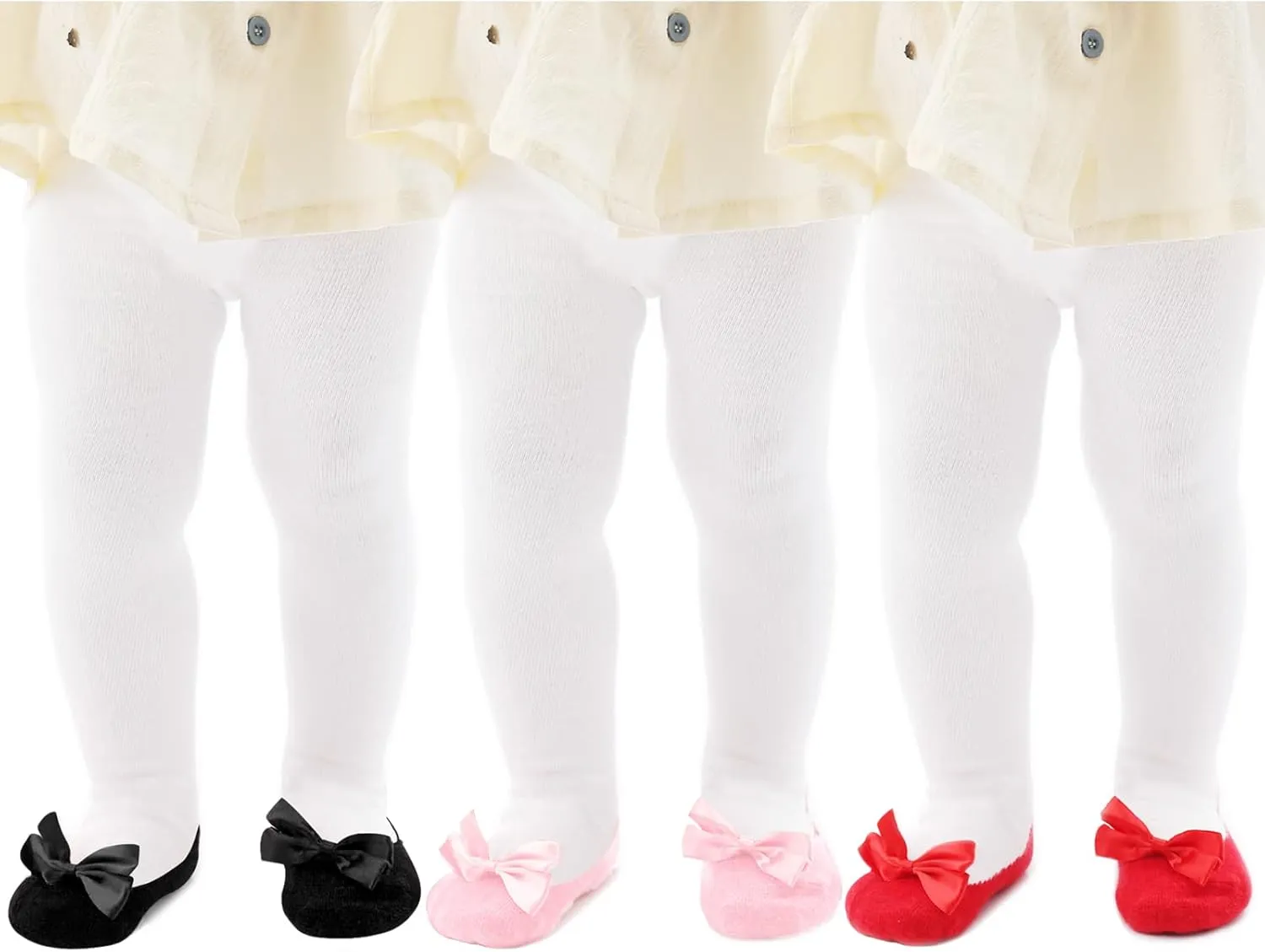 Baby Tights Non Slip Baby Girl Tights Plain/Shoe-Look Leggings Seamless Pantyhose Warm Cotton Leggings Non-Skid