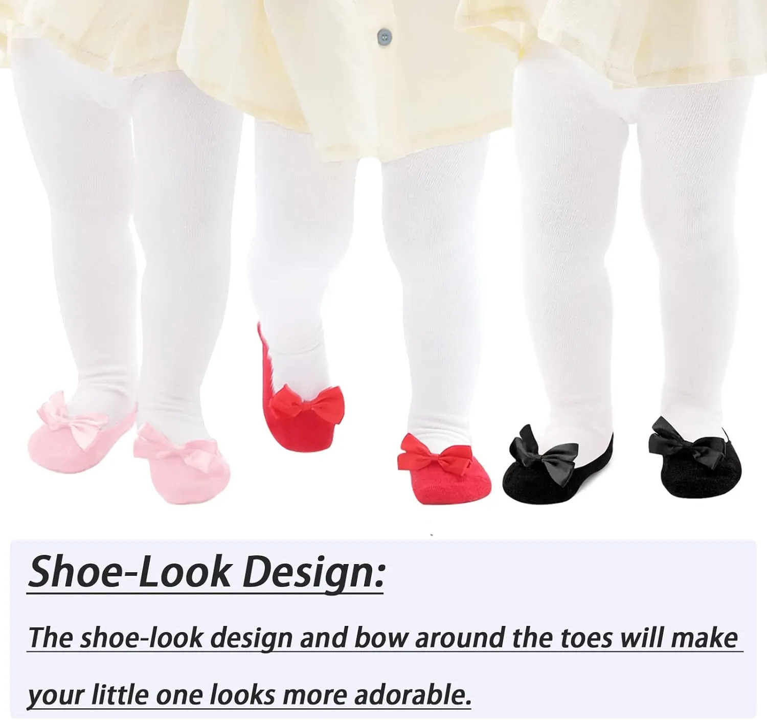 Baby Tights Non Slip Baby Girl Tights Plain/Shoe-Look Leggings Seamless Pantyhose Warm Cotton Leggings Non-Skid