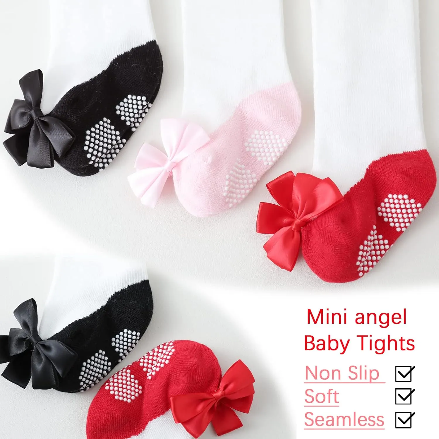 Baby Tights Non Slip Baby Girl Tights Plain/Shoe-Look Leggings Seamless Pantyhose Warm Cotton Leggings Non-Skid