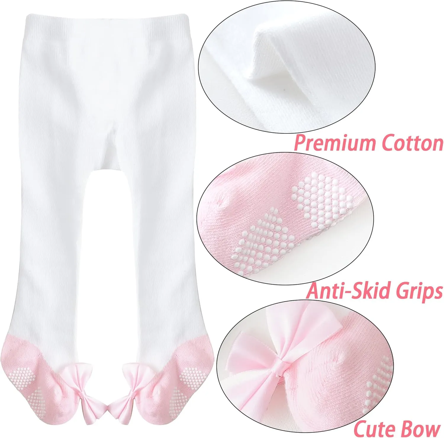 Baby Tights Non Slip Baby Girl Tights Plain/Shoe-Look Leggings Seamless Pantyhose Warm Cotton Leggings Non-Skid