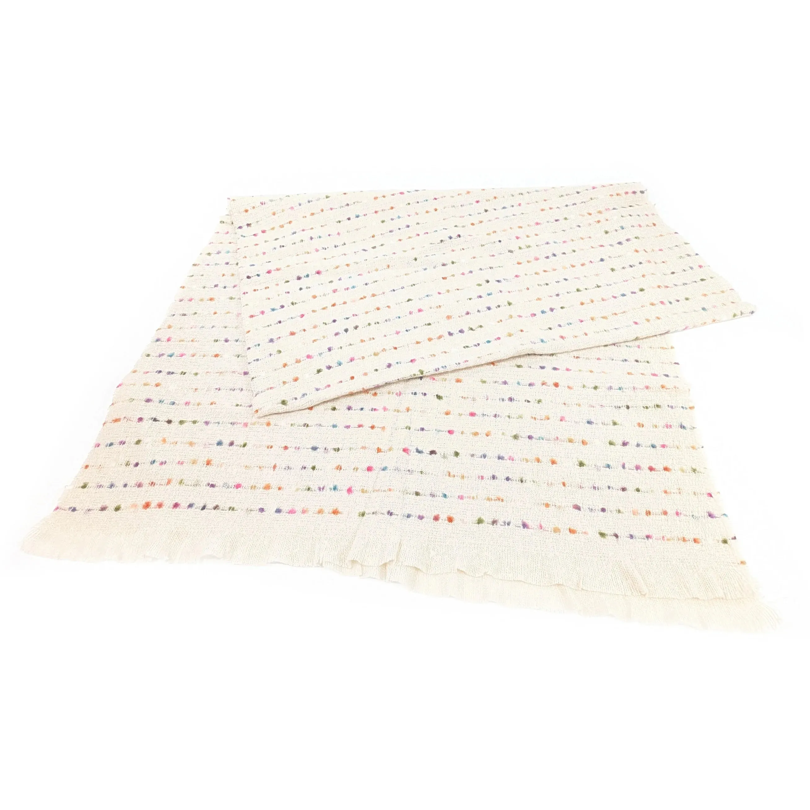 Black Ginger 180cm Cream Malina Spotted Scalloped Edge Scarf - 736-433