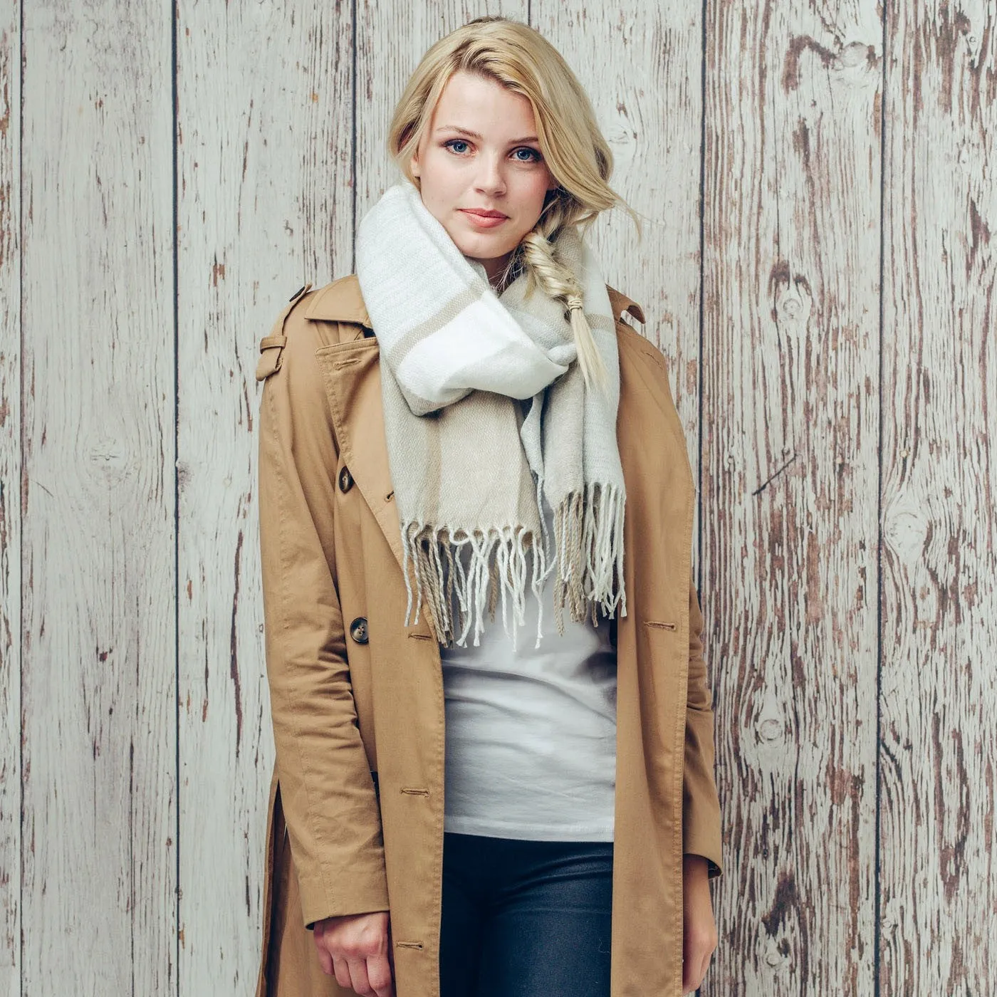 Blanche Neutral Blanket Scarf