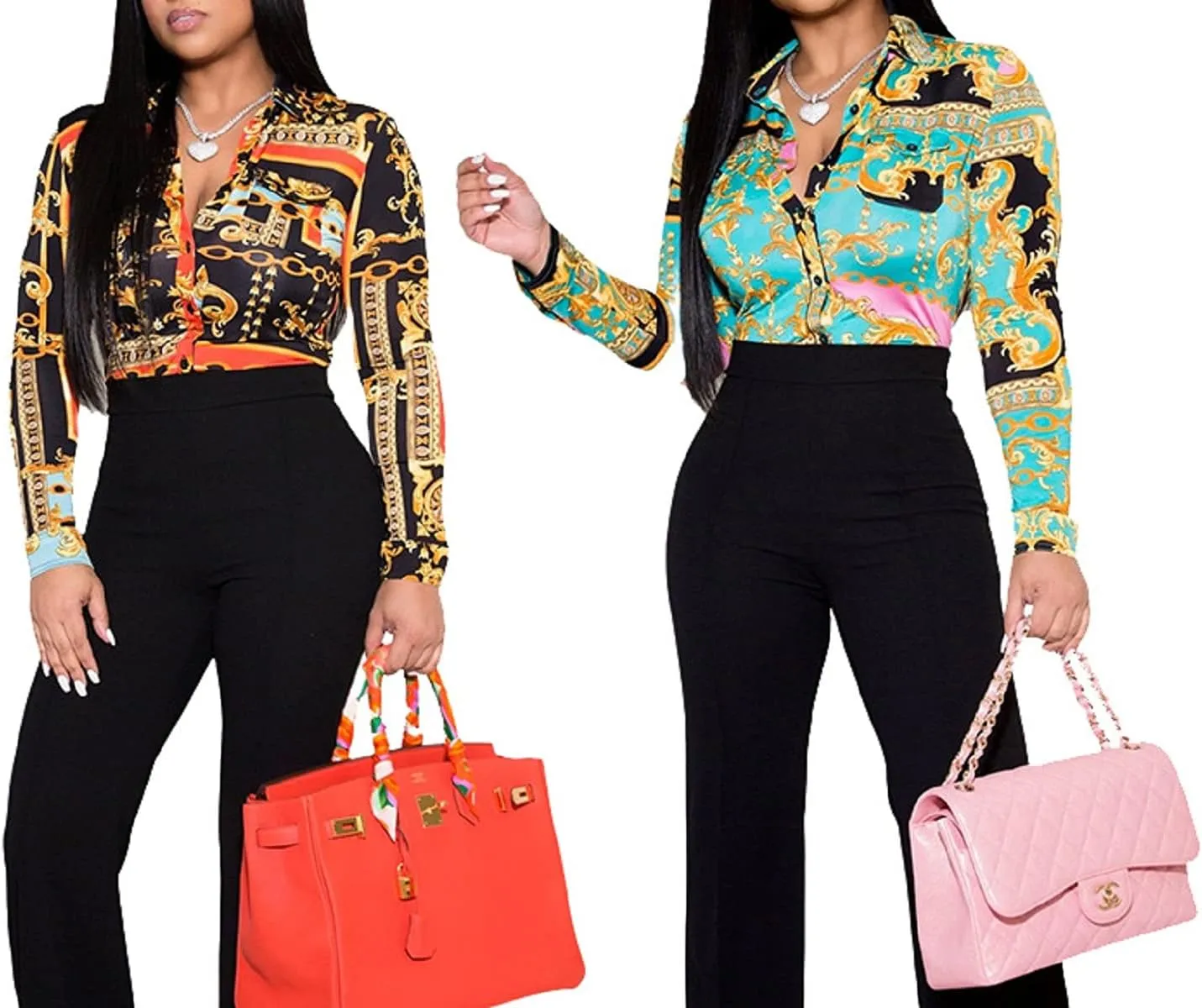 Blouses for Women Dressy Casual Colorful Long Sleeve Shirt Floral Print Tops Loose Collar Sexy T-Shirts Fashion 2023