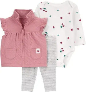 Carter's Baby Girls' 3 Piece Vest Little Jacket Set