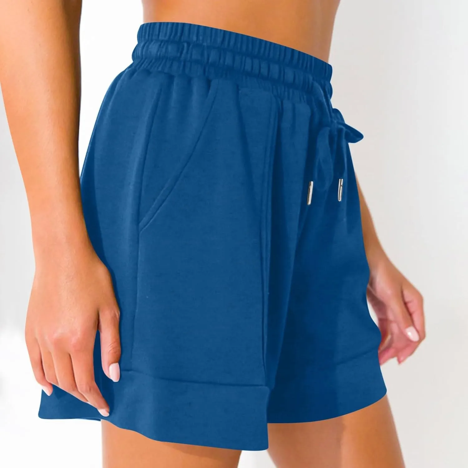 Casual Shorts for Women Summer Wide Leg Pants Elasticated Waist Relaxed Fit Lounge Shorts with Pockets