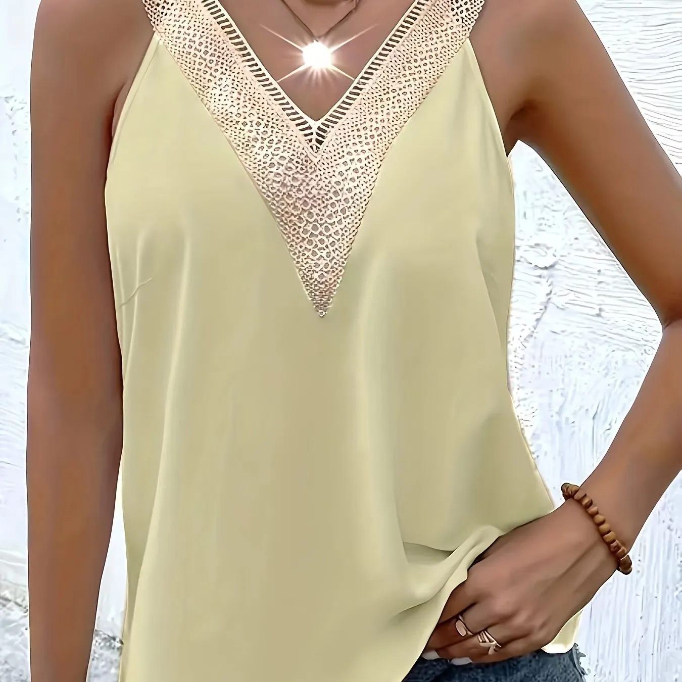 Chic Plus Size Lace V Neck Tank Top for Women