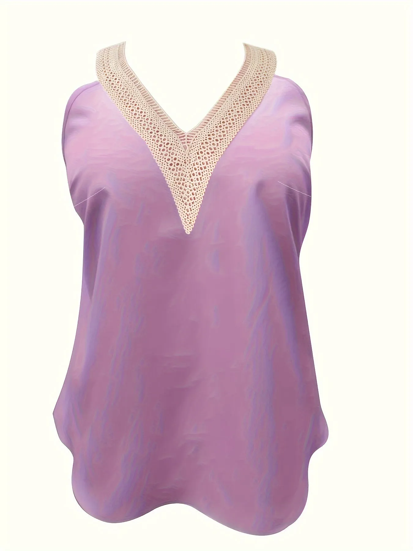 Chic Plus Size Lace V Neck Tank Top for Women