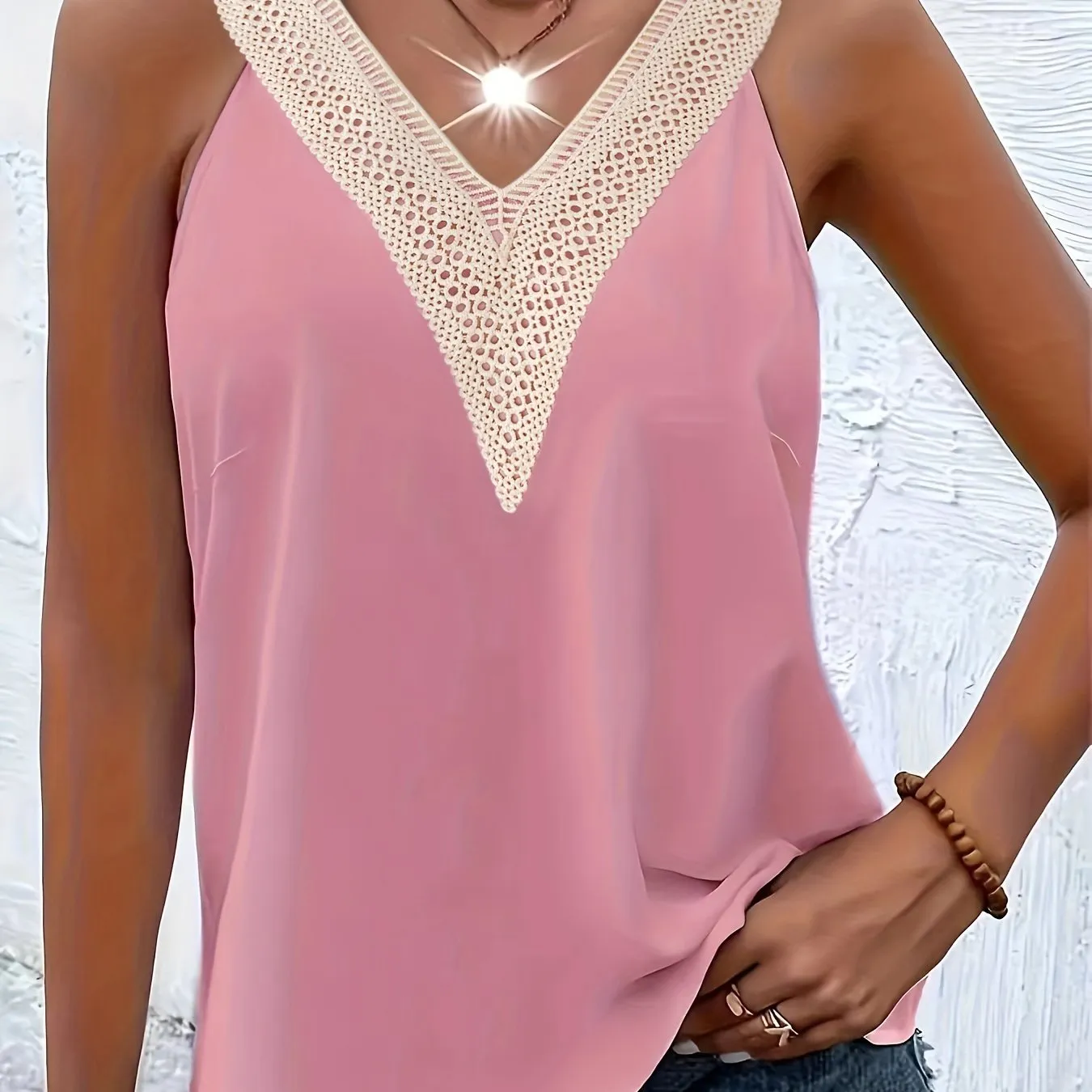 Chic Plus Size Lace V Neck Tank Top for Women