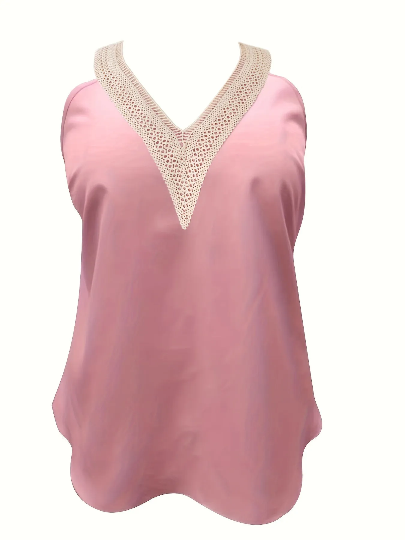 Chic Plus Size Lace V Neck Tank Top for Women