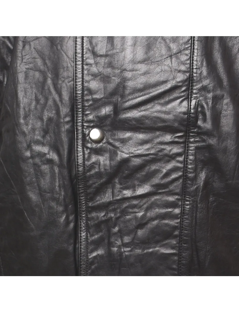 Classic Black Leather Jacket - L
