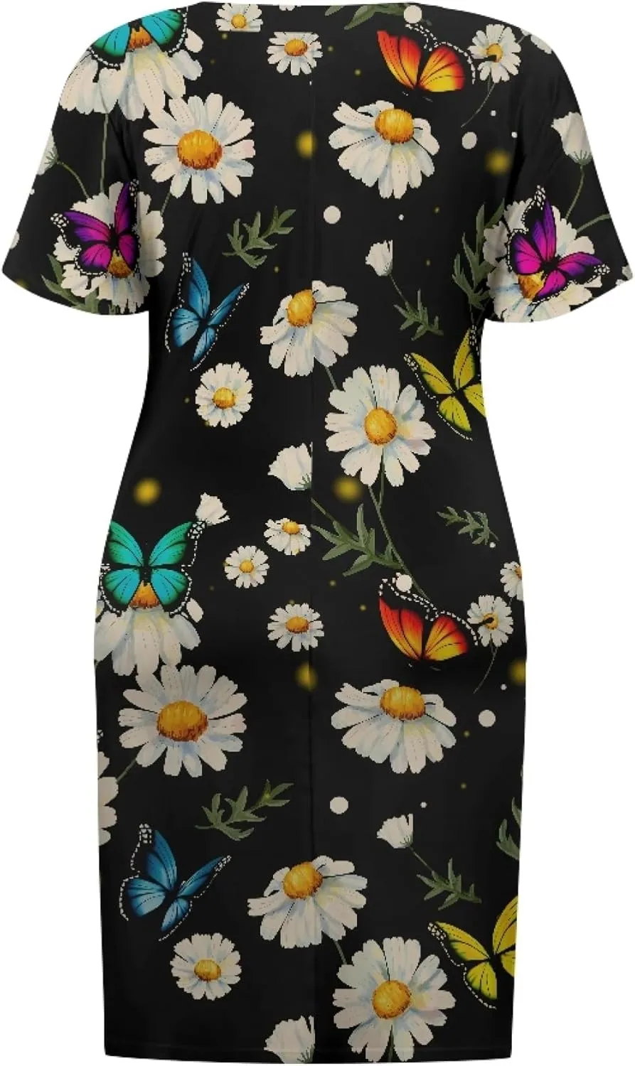 CLOHOMIN Women Short Sleeve Dresses Party Knee Length Dress Oversized Midi Dress Special Occasion Dresses with Pockets