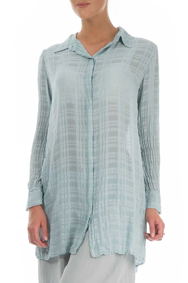 Collar Breeze Checkered Silk Cotton Shirt