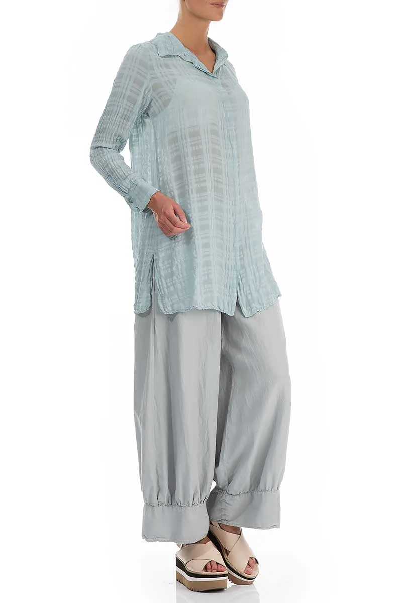 Collar Breeze Checkered Silk Cotton Shirt