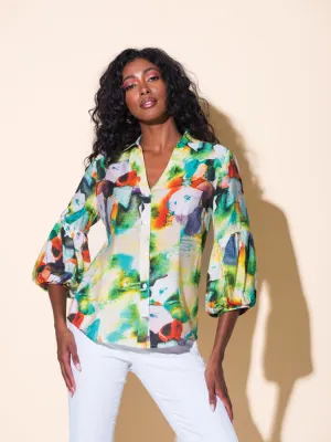 Colorful Abstract Print Blouse