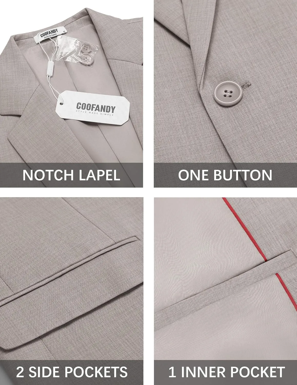 COOFANDY Mens Casual Blazer Suit Jackets Slim Fit One Button Sport Coats Lightweight Business Sports Jackets