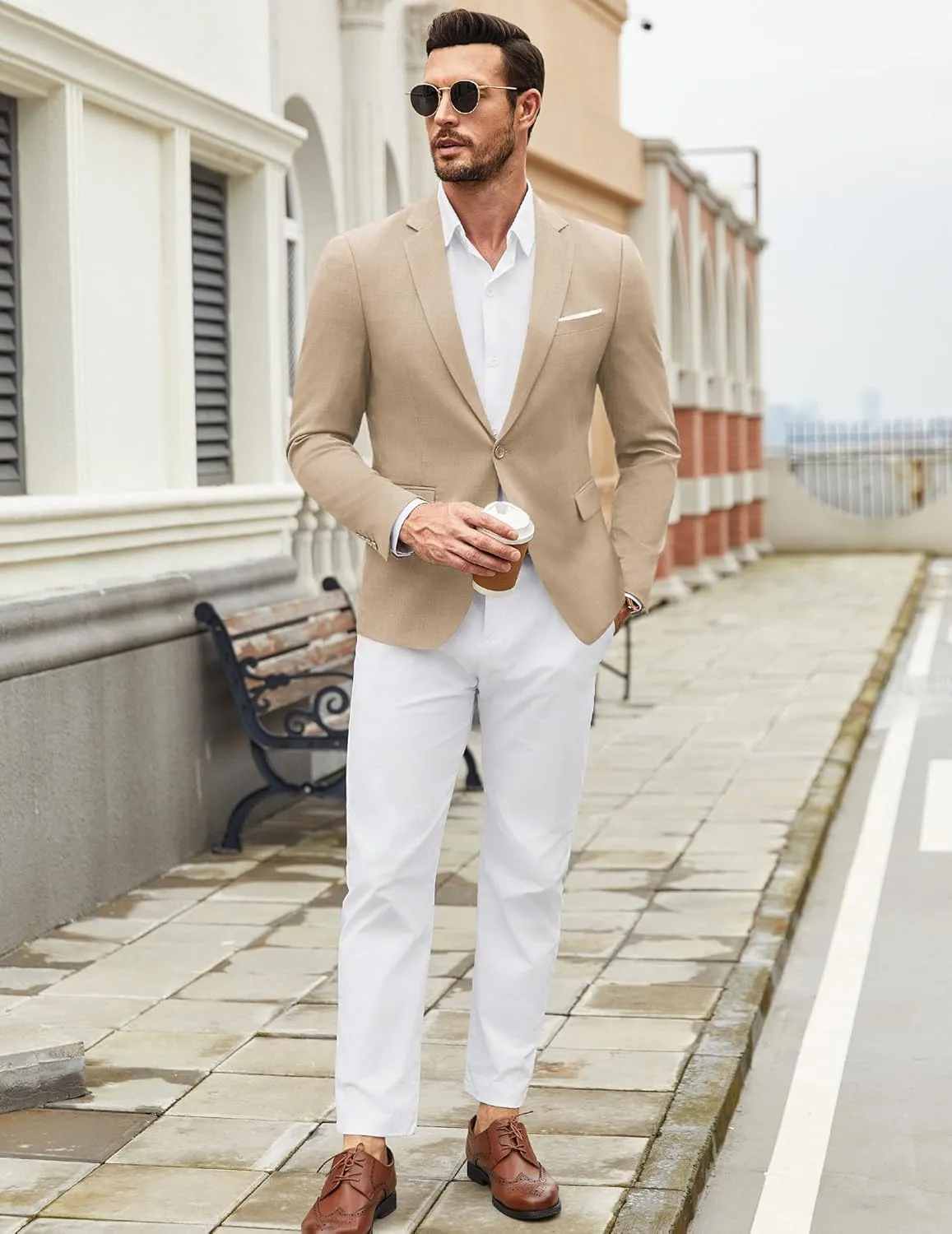 COOFANDY Mens Casual Blazer Suit Jackets Slim Fit One Button Sport Coats Lightweight Business Sports Jackets