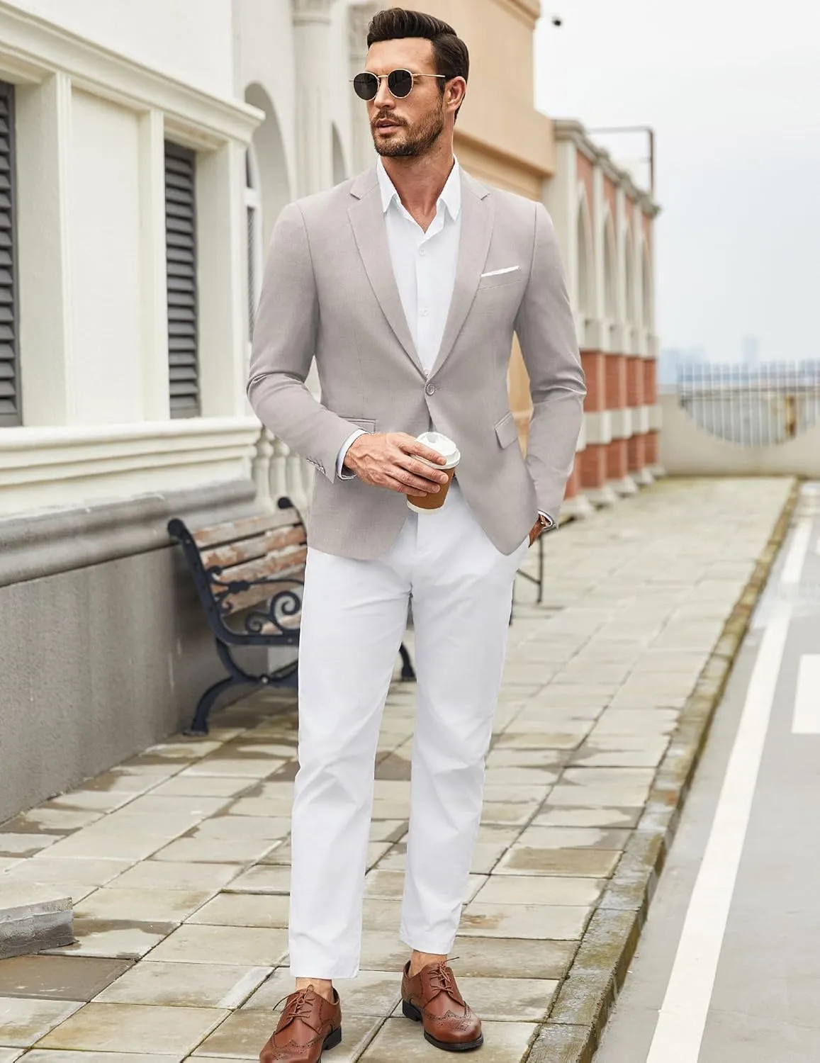 COOFANDY Mens Casual Blazer Suit Jackets Slim Fit One Button Sport Coats Lightweight Business Sports Jackets