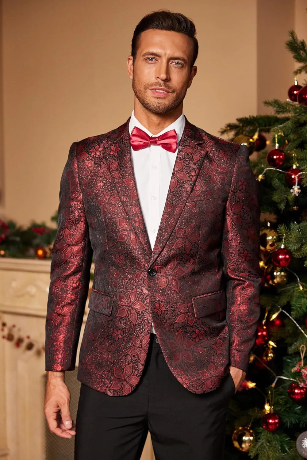 COOFANDY Mens Floral Tuxedo Jackets Slim Fit Suit Blazer Jacket for Wedding Dinner Prom