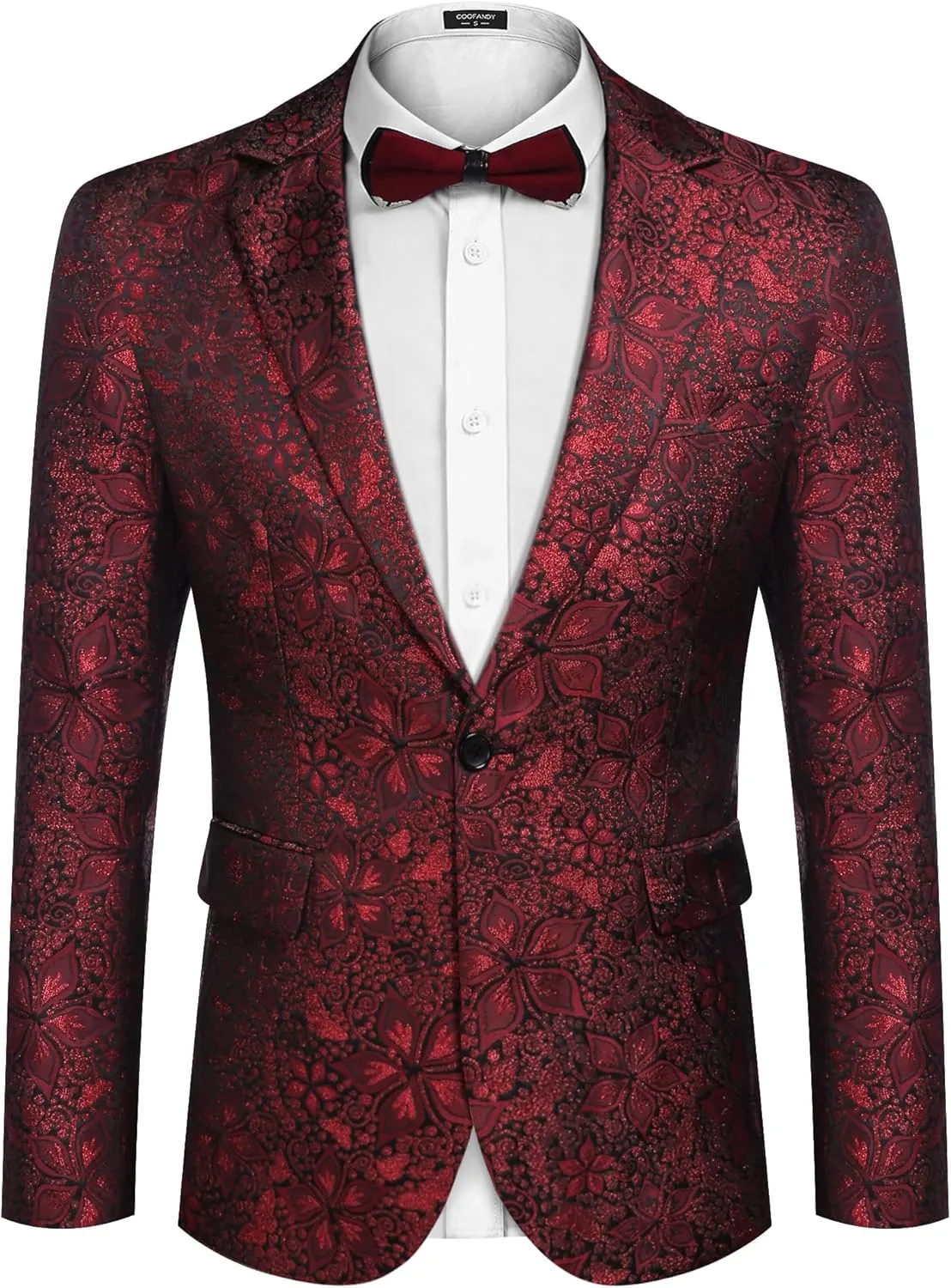 COOFANDY Mens Floral Tuxedo Jackets Slim Fit Suit Blazer Jacket for Wedding Dinner Prom