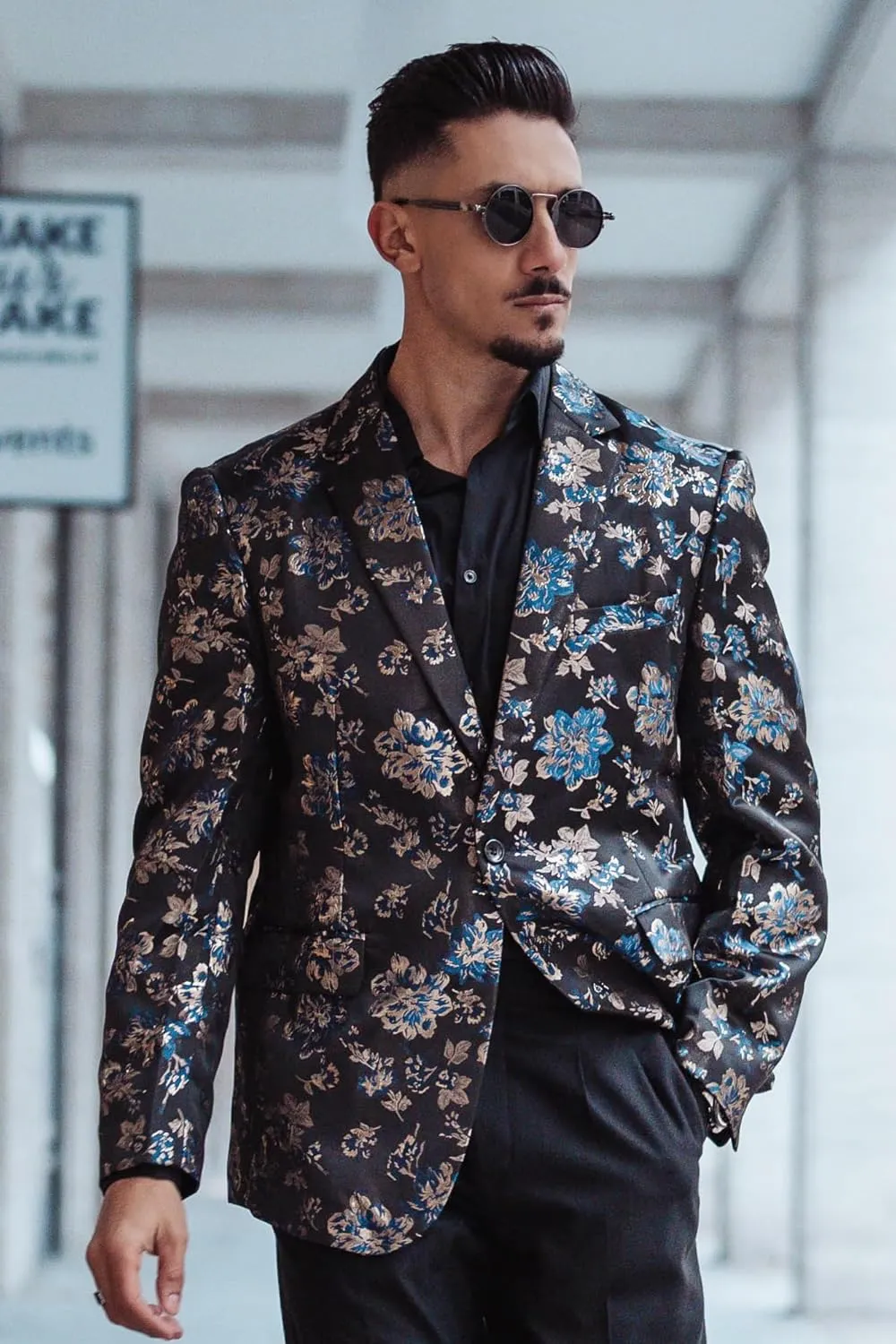 COOFANDY Mens Floral Tuxedo Jackets Slim Fit Suit Blazer Jacket for Wedding Dinner Prom
