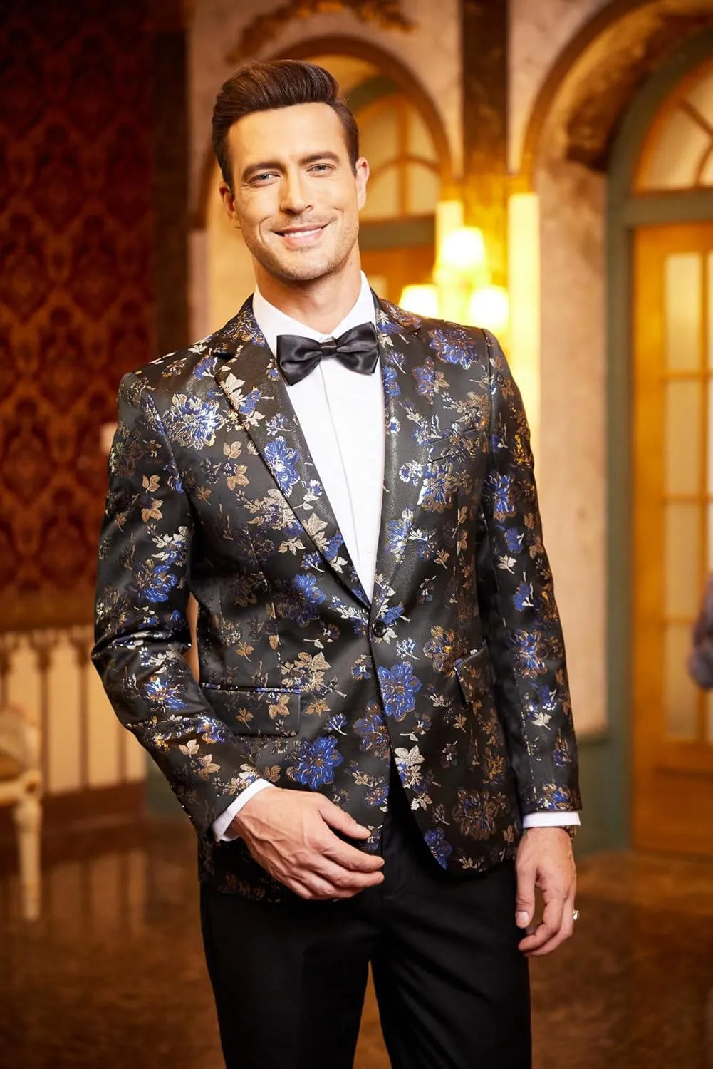 COOFANDY Mens Floral Tuxedo Jackets Slim Fit Suit Blazer Jacket for Wedding Dinner Prom