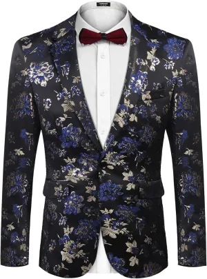 COOFANDY Mens Floral Tuxedo Jackets Slim Fit Suit Blazer Jacket for Wedding Dinner Prom