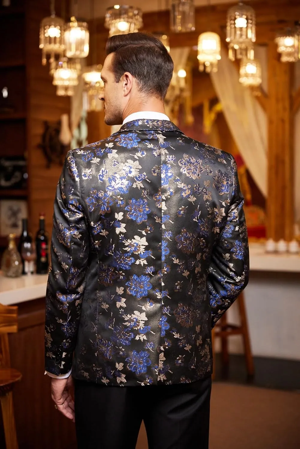 COOFANDY Mens Floral Tuxedo Jackets Slim Fit Suit Blazer Jacket for Wedding Dinner Prom