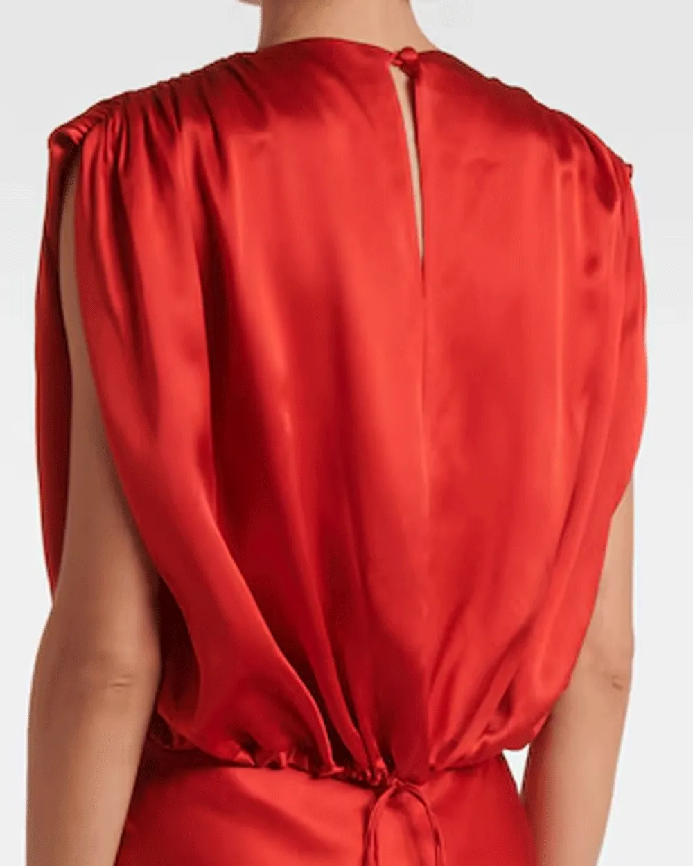 Crimson Gathered Shoulder Top