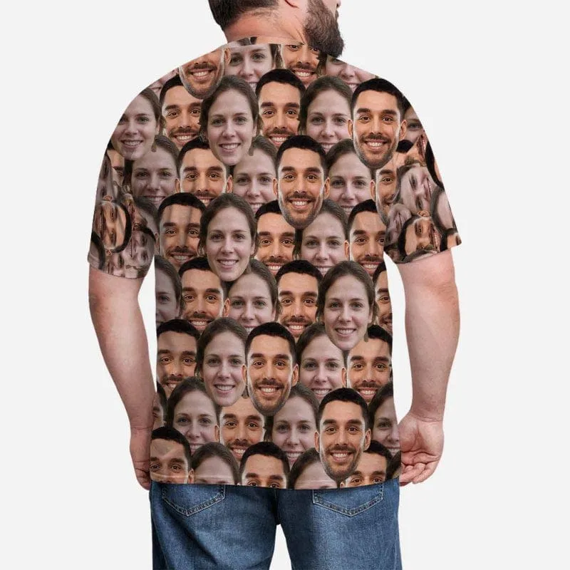 Custom Face Seamless Shirts Put Your Face on Men's All Over Print T-shirt Unique Design Gift for Him