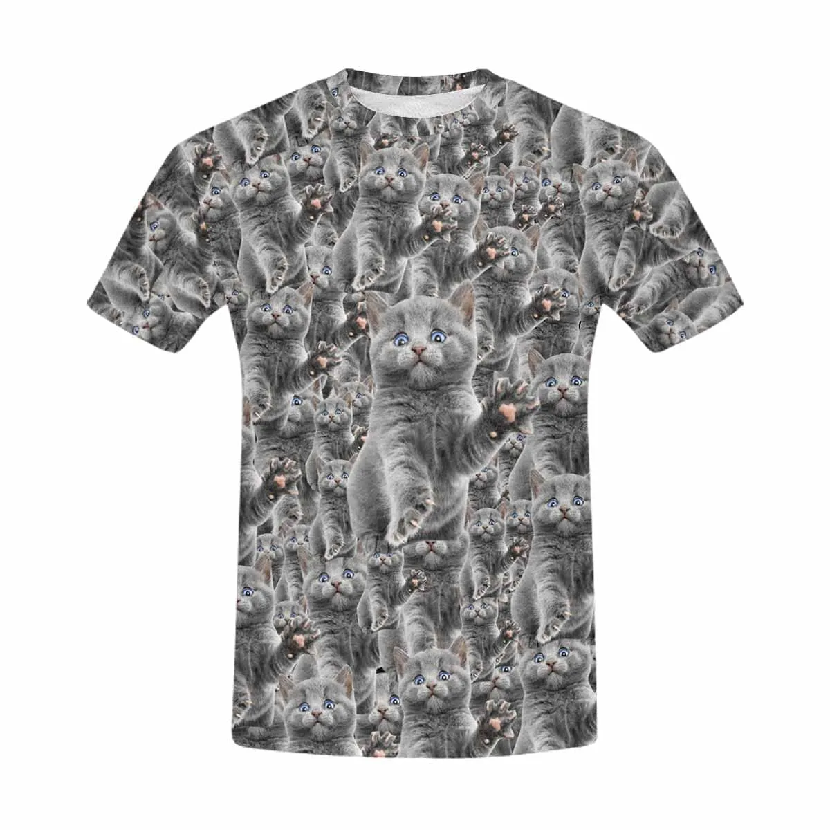 Custom Pet Photo Shirts Personalized Men's All Over Print T-shirt with Seamless Cat Faces