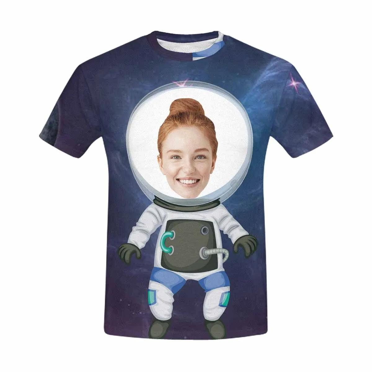 Custom T-shirt with Wife Face Astronaut Men's All Over Print T-shirt with Personalized Pictures Best Gift for Him