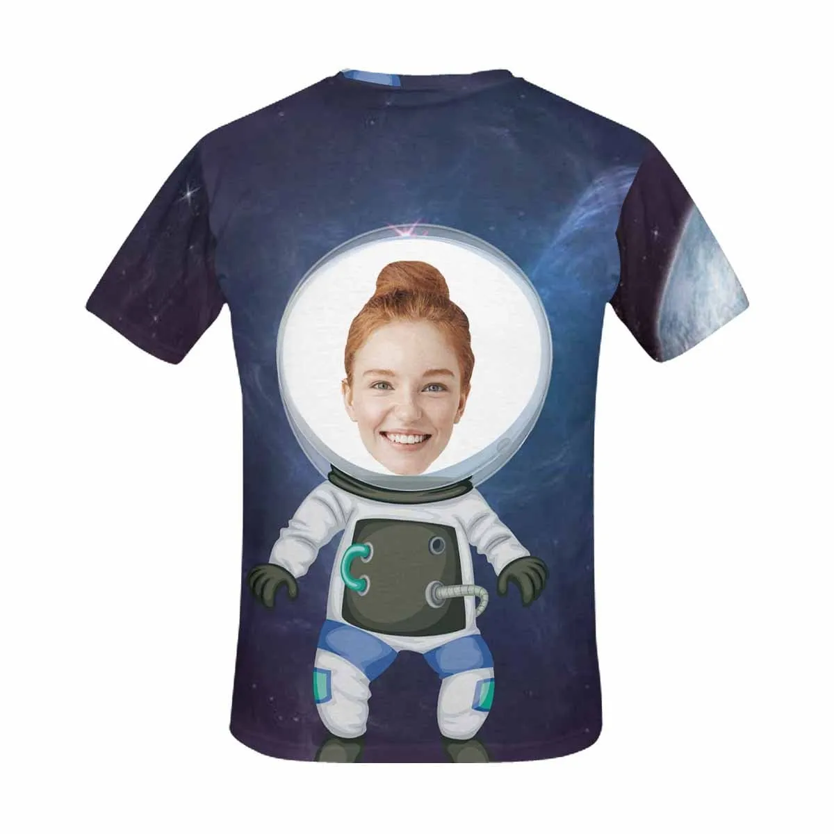 Custom T-shirt with Wife Face Astronaut Men's All Over Print T-shirt with Personalized Pictures Best Gift for Him