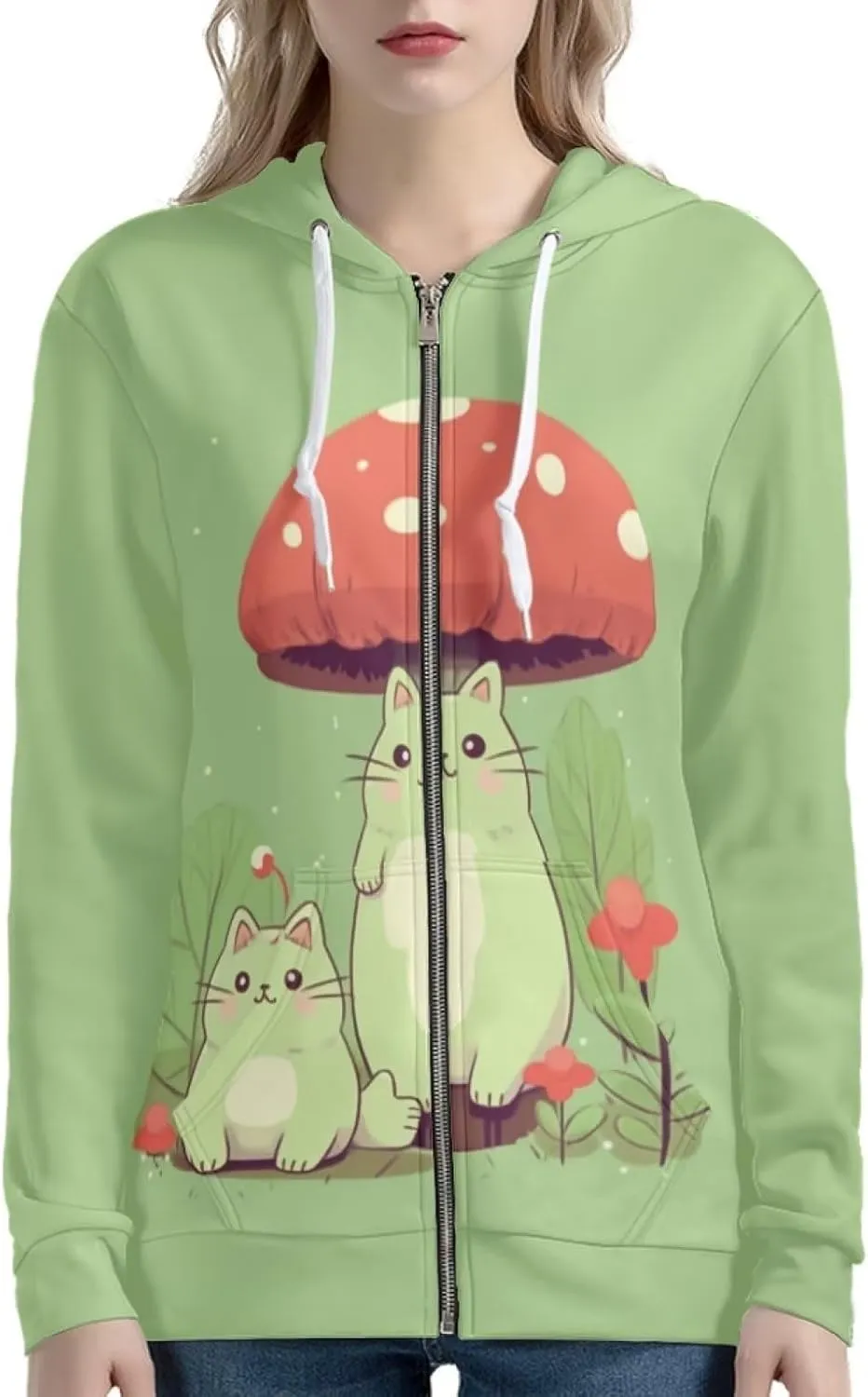 DISNIMO Zip Up Hoodie Women Oversized Y2K Fall Jacket Streetwear Sweatshirts XS-5XL