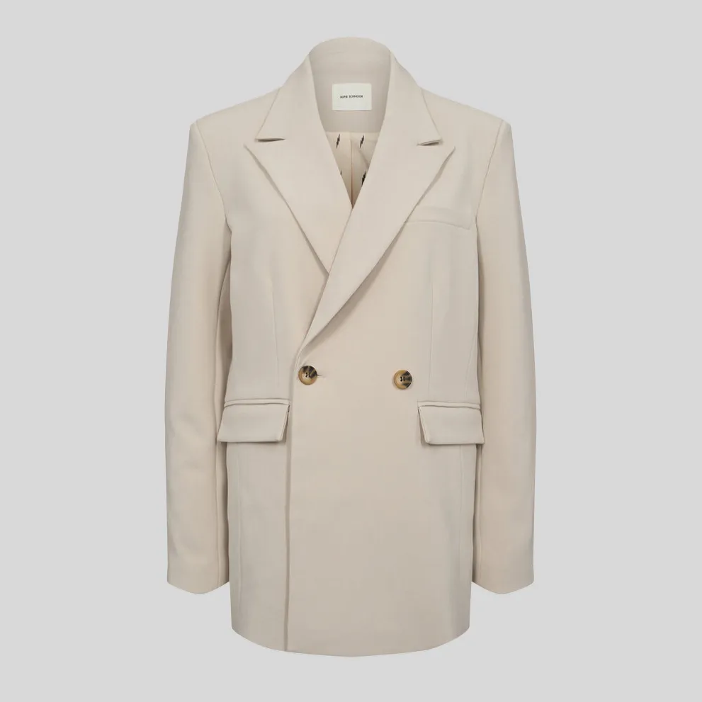 Double Button Peak Lapel Blazer - Sand