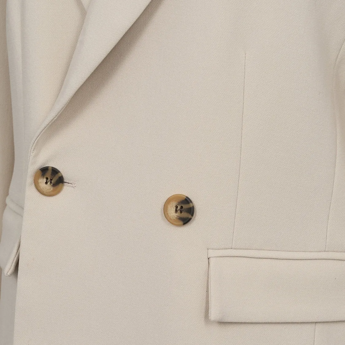 Double Button Peak Lapel Blazer - Sand