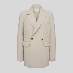 Double Button Peak Lapel Blazer - Sand