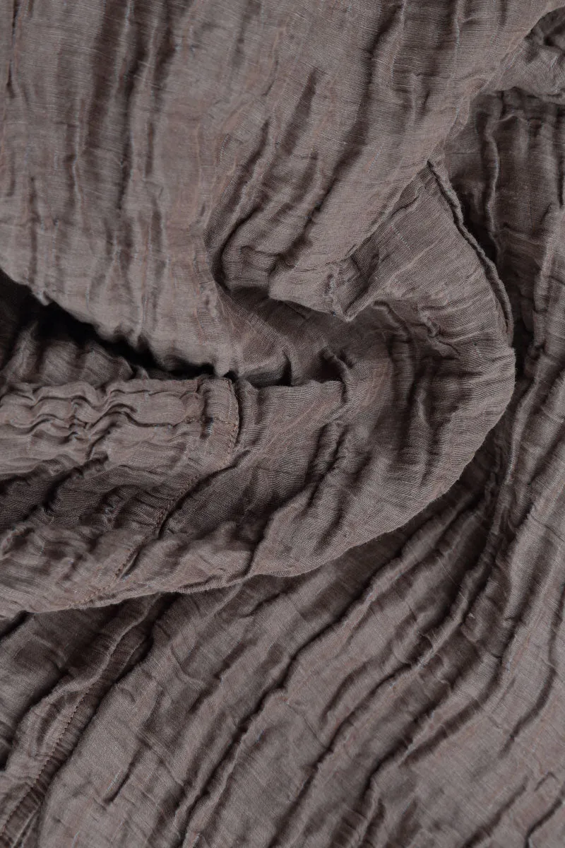 Dropped Edge Truffle Crinkled Silk Tunic
