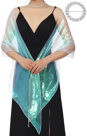 EASEDAILY Women's Shawls and Wraps for Evening Dresses Sparkle Sheer Wedding Scarf Bridal Stole Cape for Birdesmaid and Birde