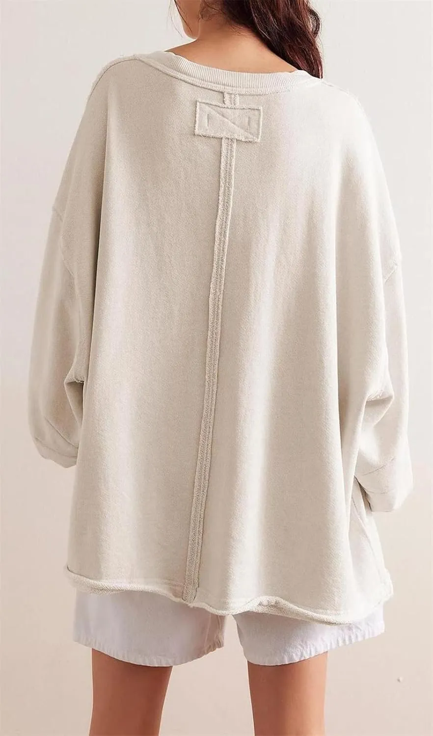 ECHOINE Women Oversized Hoodie Long Sleeve Crew Neck Pullover Sweaters Casual Loose Fit Top